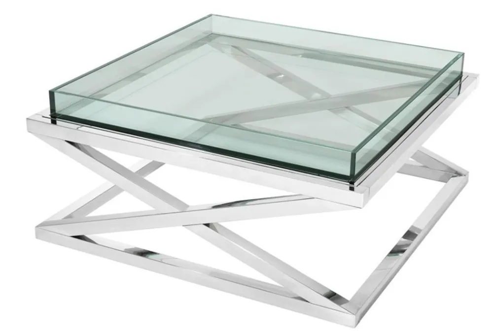 Casa Padrino argent table basse design 100 x 100 x H. 46,5 cm - luxe mobilier de l'hôtel Expressversand