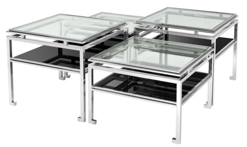 Casa Padrino jeu de table basse de luxe de 4 argent - meubles design salon Aktuell