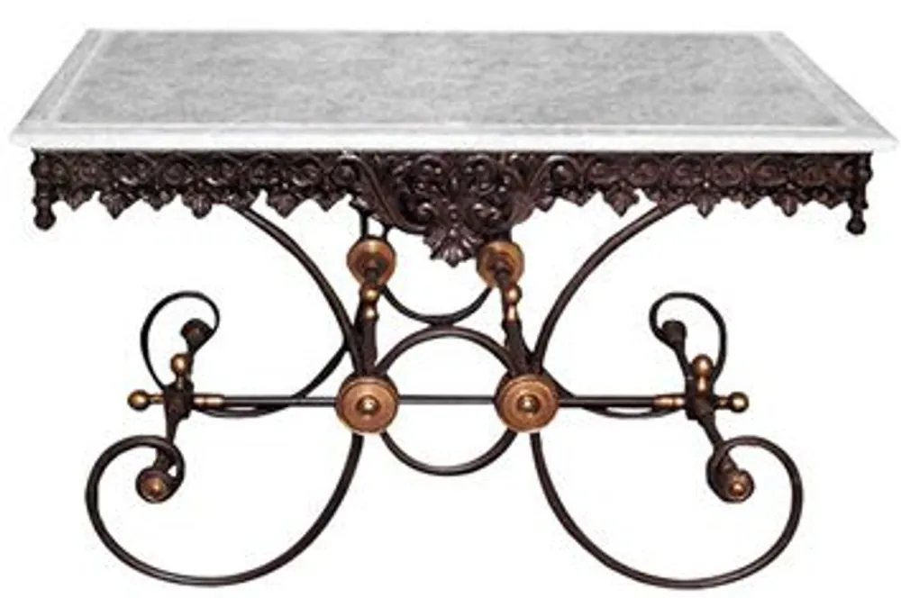 Expressversand Casa Padrino Table nostalgique de jardin en fer forgé avec plateau en marbre blanc - 130 cm x 80 cm x H75 cm - jardin de luxe meubles