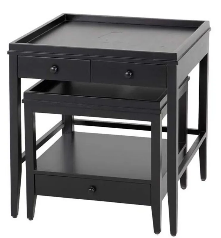 Jeu de table d'appoint Casa Padrino de 2 noir - meubles de luxe Sale