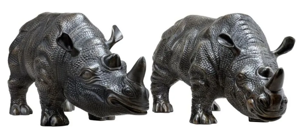 Casa Padrino figures de bronze de luxe jeu de 2 rhinocéros 15 x 44,5 x 20 cm H. - chiques et somptueusement Abverkauf