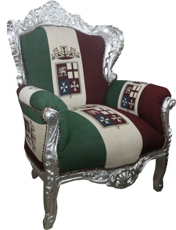 Casa Padrino Armchair King Italy / Silver 85 x 85 x H. 120 cm - Italy Baroque Armchair Expressversand