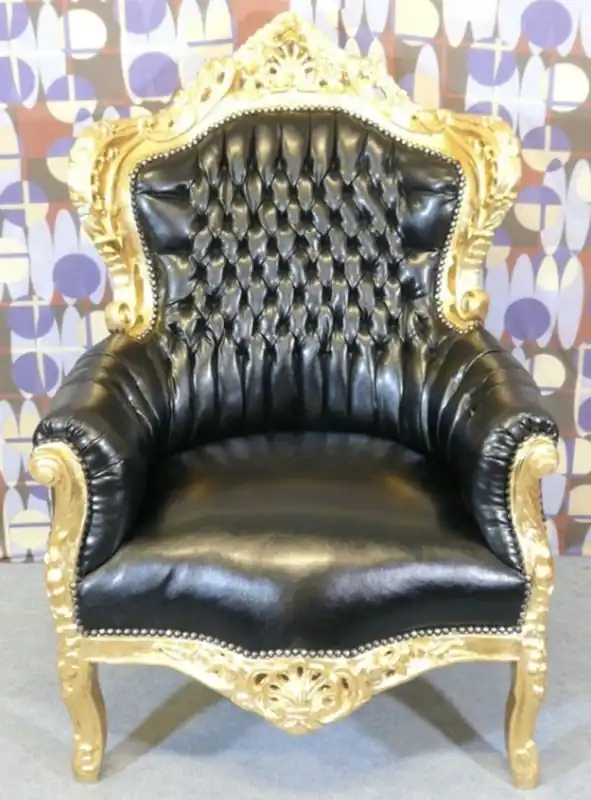 Garantierte Lieferung Casa Padrino baroque armchair king leather look black / gold - precious & sumptuous