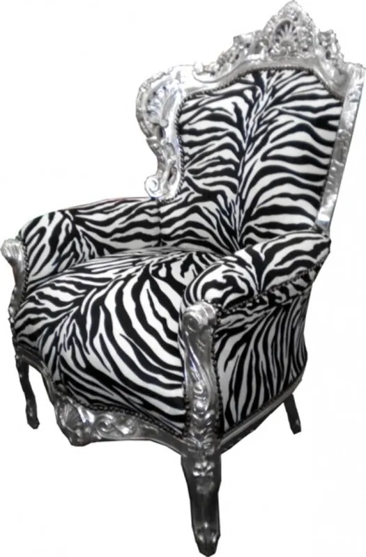 Baroque Armchair "King" Zebra / Silver Angebot