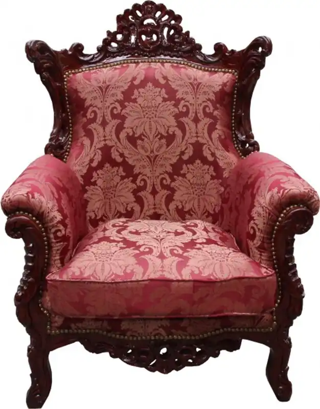 Preiswert Casa Padrino Baroque Armchair Al Capone Mod2 Bordeaux Pattern / Brown Red - antique style furniture