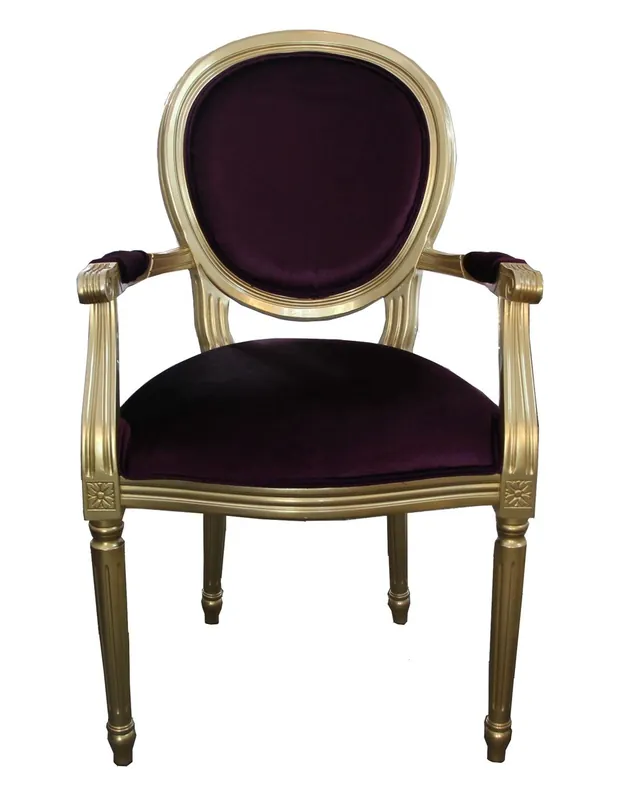 Saisonangebot Casa Padrino Dîner baroque Chaise avec accoudoirs pourpre / or - Chaise design - qualité de luxe
