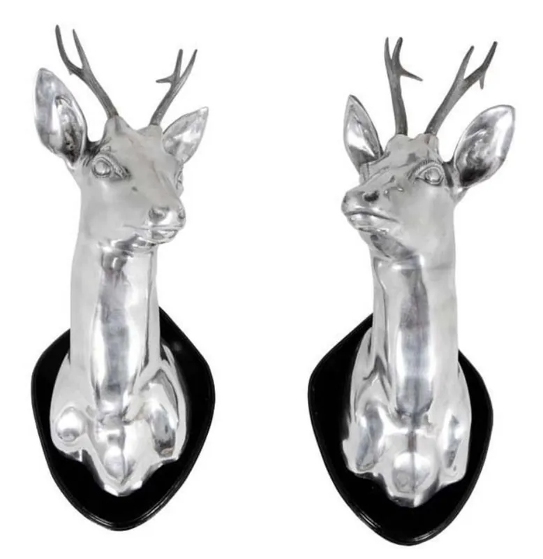 Nur Für Kurze Zeit Décoration murale Casa Padrino / chiffres mur argent cerf - Antlers mur de luxe