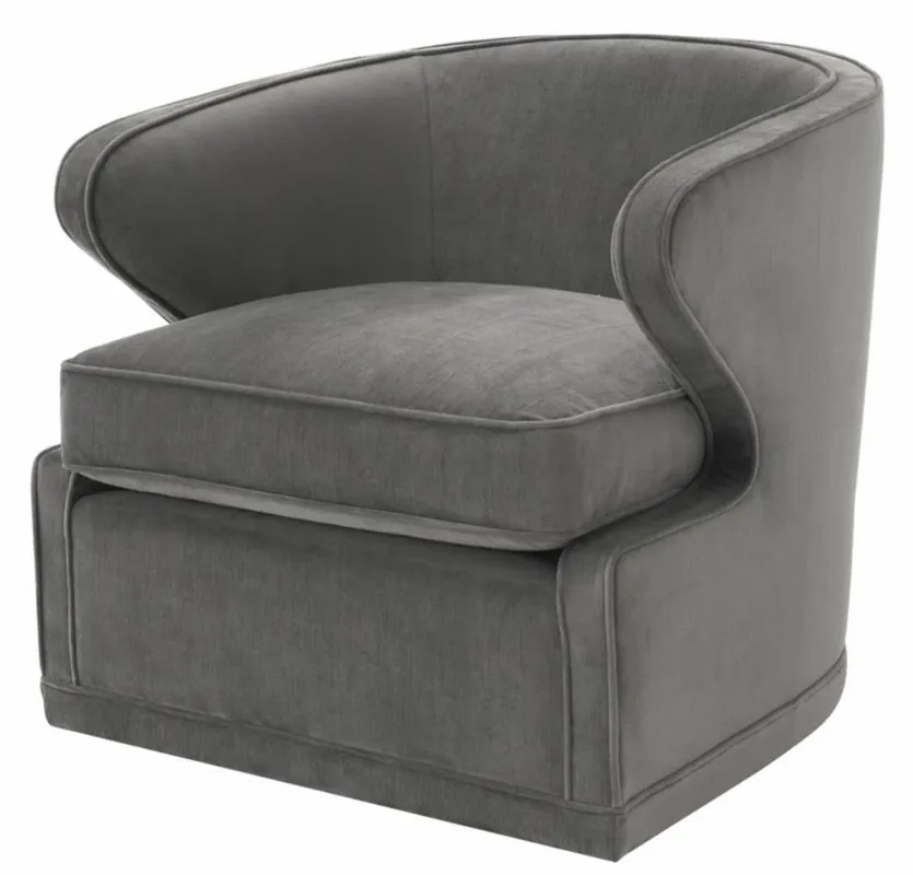 Casa Padrino chaise pivotante de luxe gris foncé 75 x 80 x H. 73 cm - Mobilier de Club Hôtel Zertifiziert