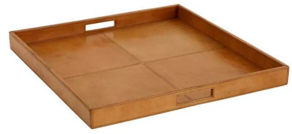 Casa Padrino cuir de buffle de luxe plateau de service brun 51 x 51 x H. 5 cm - Accessoires Gastronomie Markenprodukt
