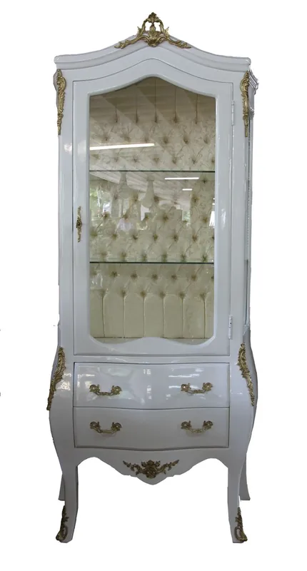 Casa Padrino baroque display case White / Gold - display cabinet - living room cabinet glass cabinet Neu Im Sortiment