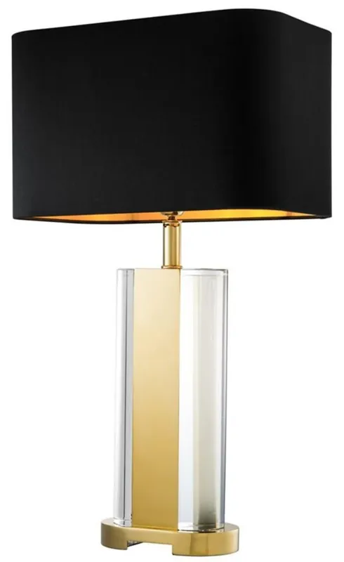 Abverkauf Casa Padrino lampe de table en cristal en or avec abat-jour noir - collection designer