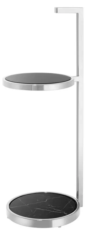 Casa Padrino table d'appoint en acier inoxydable de luxe argent / noir - meuble de l'hôtel Aktuell