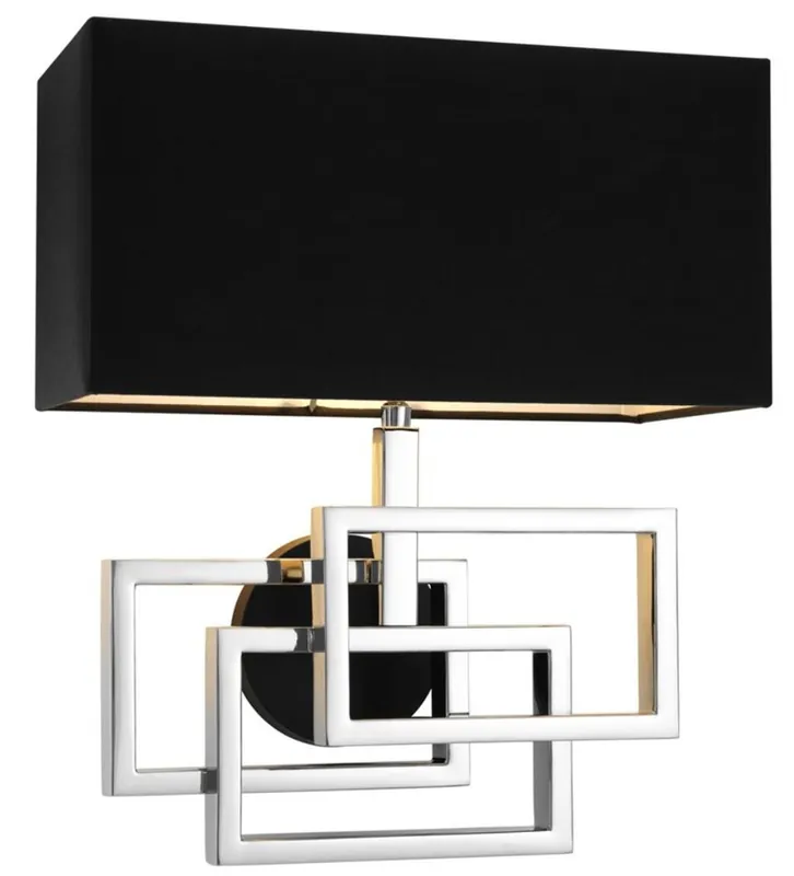 Casa Padrino applique murale design en argent avec abat-jour noir 35 x 18 x H. 38 cm - applique murale de luxe Beliebt