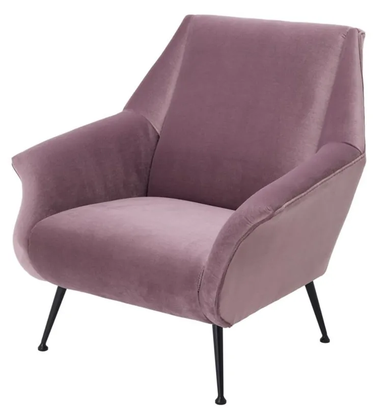 Markenware Casa Padrino chaise de luxe en violet aux jambes noires 88 x 80 x H. 91 cm - mobilier club design