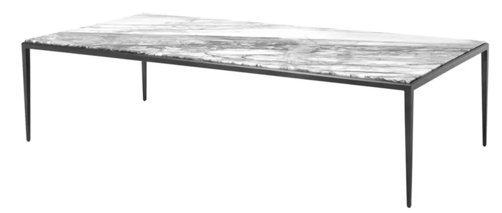 Bestpreis Casa Padrino table basse en bronze avec dessus en marbre blanc 160 x 78 x H. 40 cm - mobilier de salon de luxe