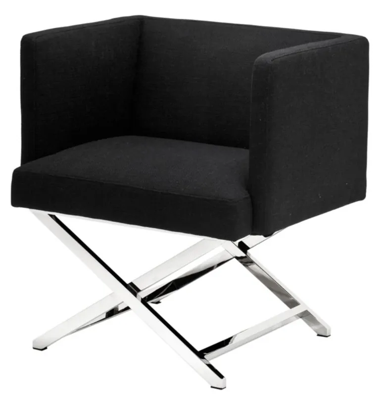 Neue Ware Casa Padrino chaise de club de luxe en argent / noir 66 x 57 x H. 74 cm - Mobilier Art Déco