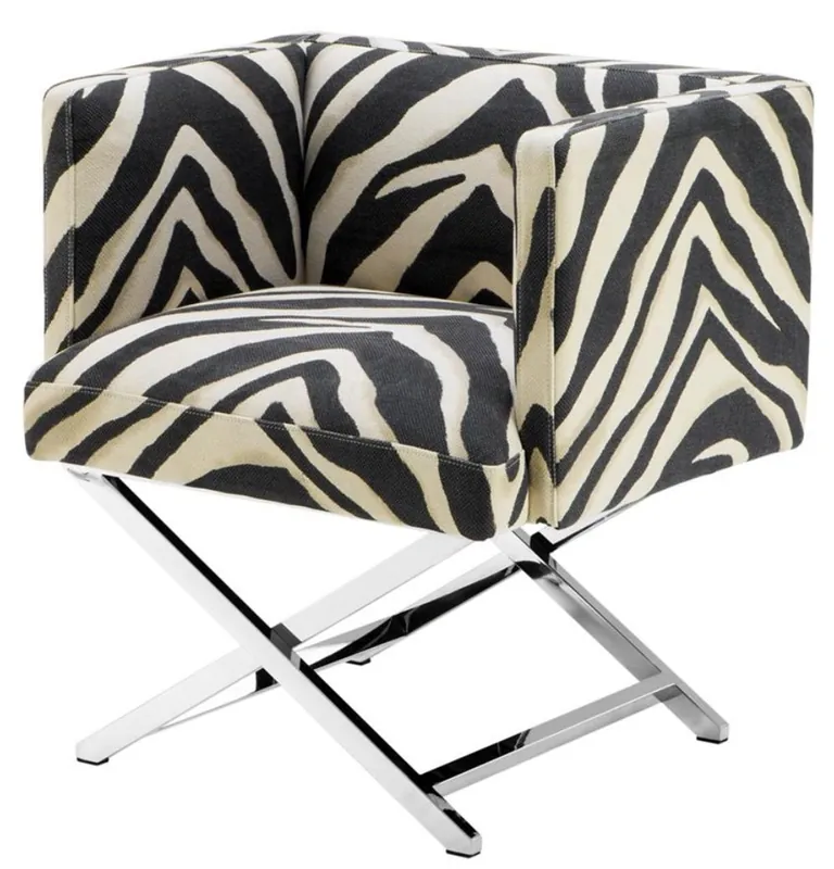 Casa Padrino fauteuil de club de luxe au design zèbre 68 x 57 x H. 74 cm - Mobilier Art Déco Ausverkauf