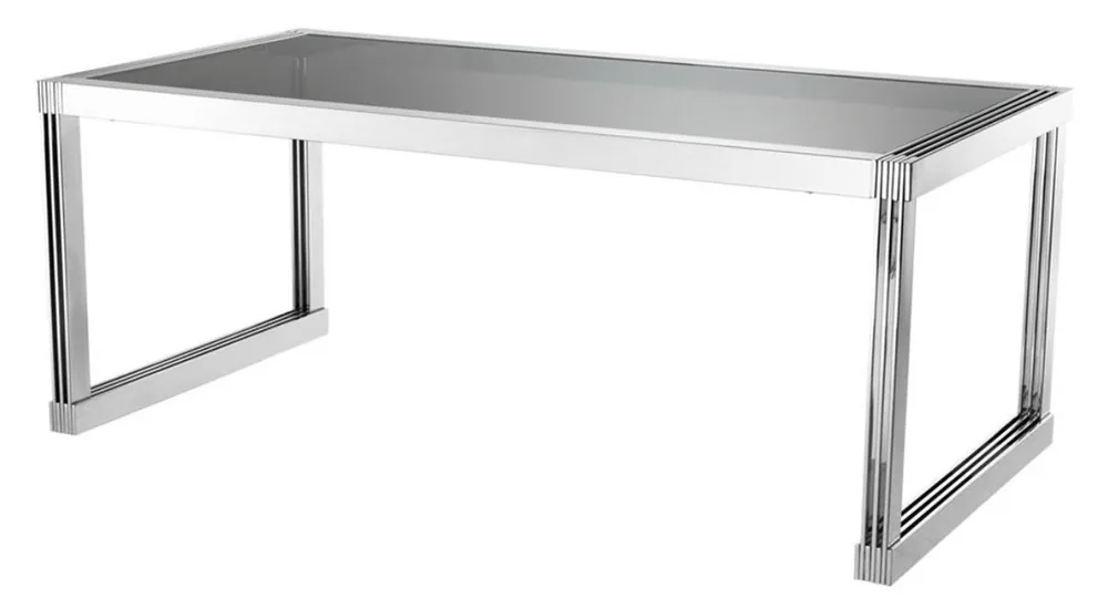 Casa Padrino table à manger en argent avec verre fumé 195 x 100 x H. 78 cm - qualité de luxe Mega-Angebot