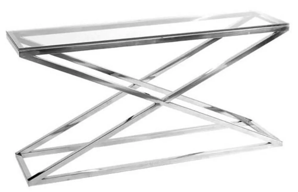 Casa Padrino console de cuisine en acier inoxydable avec dessus en verre en argent 150 x 40 x H. 74 cm - meuble de luxe Markenware