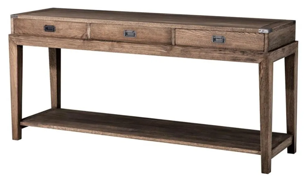 Sale Casa Padrino console de luxe avec 3 tiroirs en marron foncé 162,5 x 47,5 x H. 76 cm - Meubles de salon