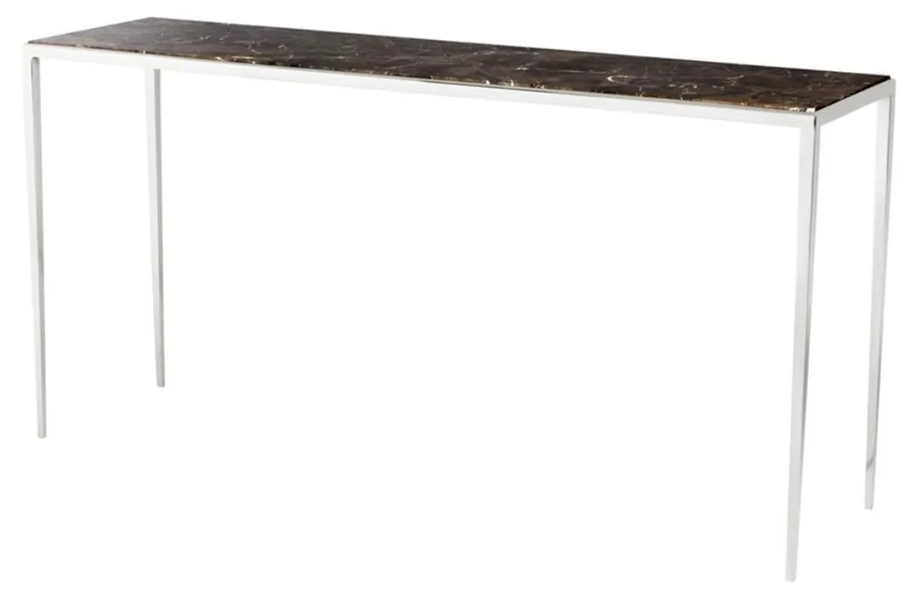 Letzte Chance Casa Padrino console de salon en argent avec plaque marron 152 x 40 x H. 76 cm - qualité de luxe