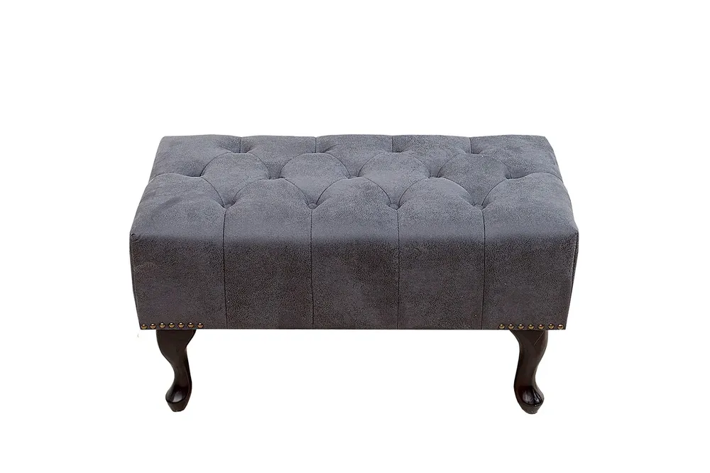 Chesterfield Footstool Look antique gris de la maison Casa Padrino Letzte Chance