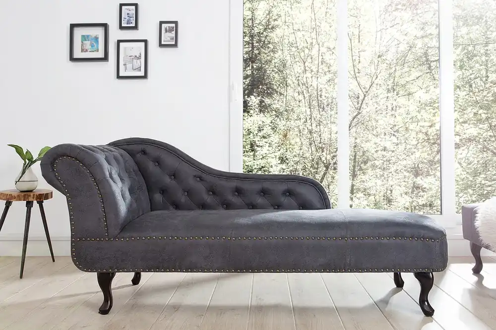 Angebot Chesterfield Recamiere / chaise longue Antique gris de la maison Casa Padrino - salon chaise longue