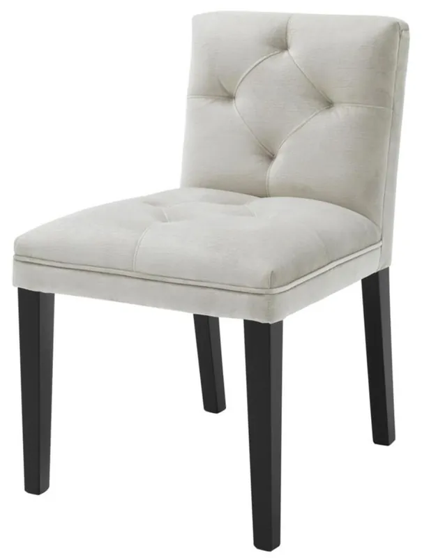Angebot Casa Padrino chaise à manger luxueuse en gris clair avec jambes noires 50 x 59 x H. 79 cm - mobilier de salle à manger