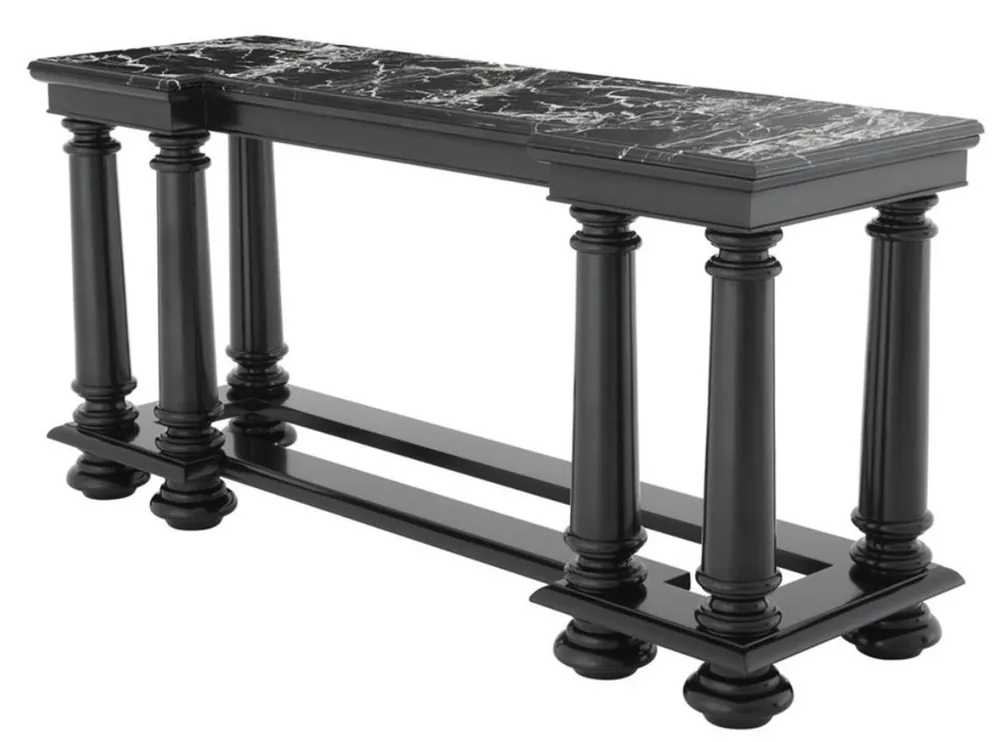 Zertifiziert Casa Padrino table de console de luxe en noir avec plaque de marbre noir 160 x 50 x H. 79 cm - Edition Limitée