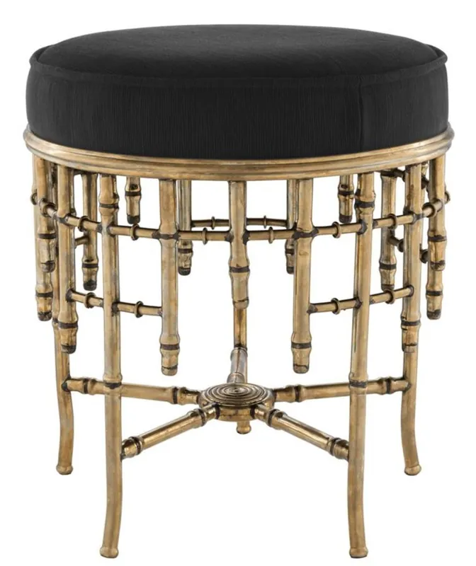 Casa Padrino tabouret design vintage laiton / noir 45,5 x H. 50 cm - meuble de luxe Sonderaktion