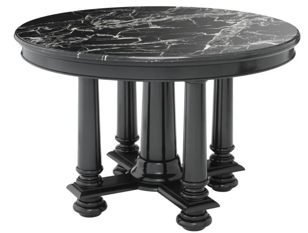 Casa Padrino table de salon d'hôtel de luxe en noir avec plaque en marbre noir 120,5 x H. 78 cm - qualité luxe Neuheit