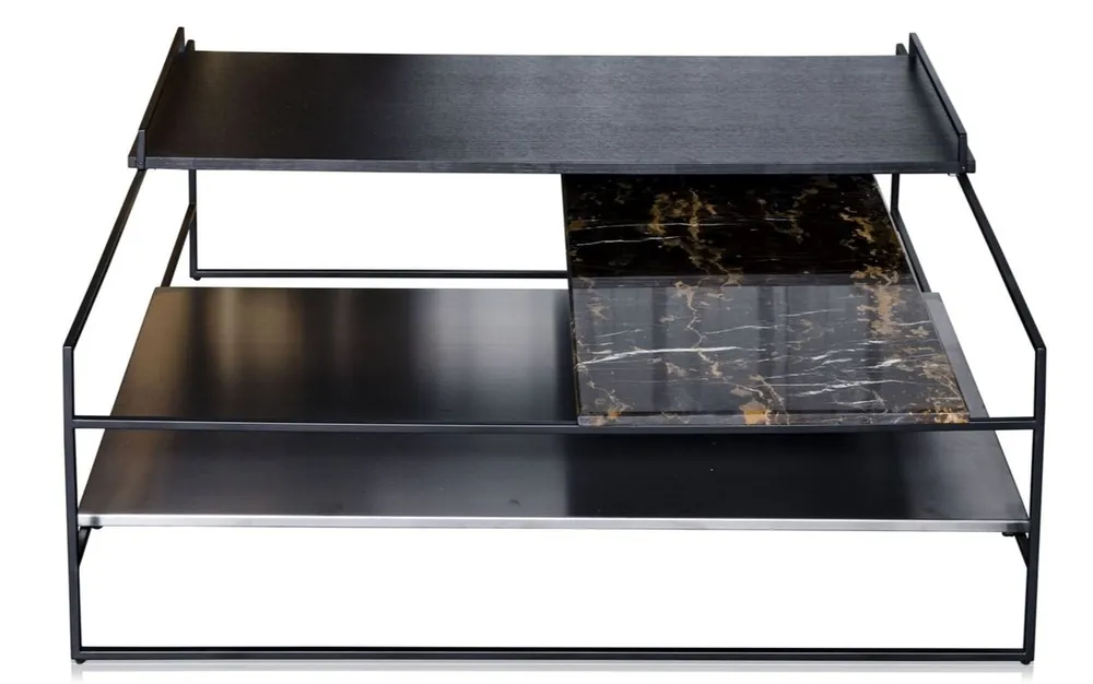 Casa Padrino table basse de luxe noir 100 x 100 x h 39,5 cm - Table Basse Design Echt