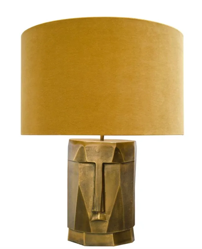 Casa Padrino lampe de table de luxe en laiton antique avec abat-jour de couleur ocre 60,5 x H. 75 cm - Lampes de Restaurant de l'hôtel Neue Kollektion