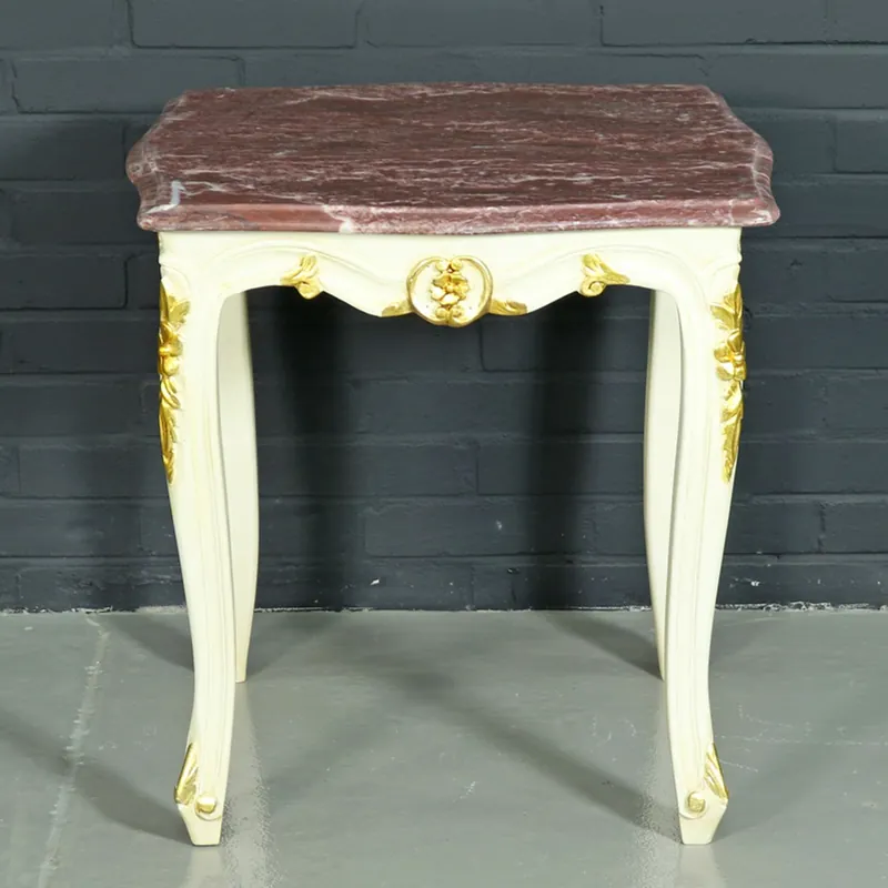 Günstig Table d'Appoint Baroque Casa Padrino Blanc / Doré avec plateau en marbre 55 x 55 cm x H 55 cm