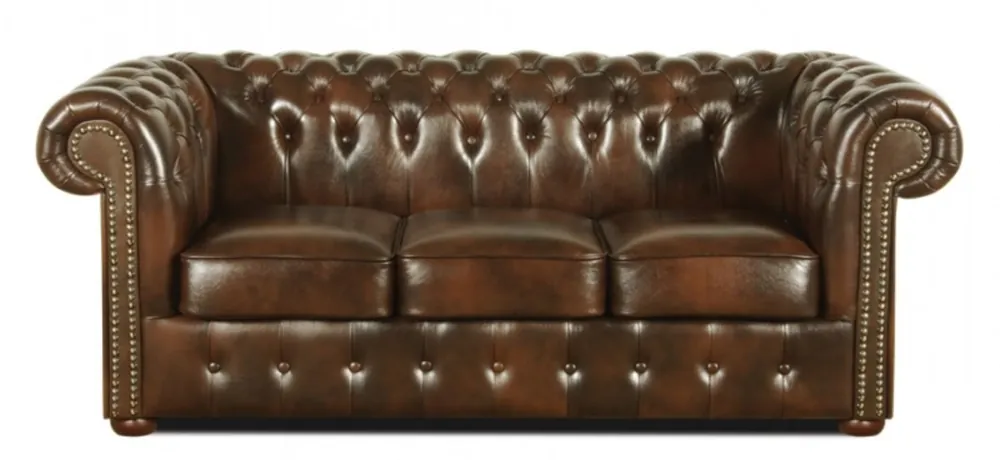 Rabatt Casa Padrino canapé 3 places en cuir véritable brun foncé 200 x 90 x H. 78 cm - Mobilier de Luxe Chesterfield