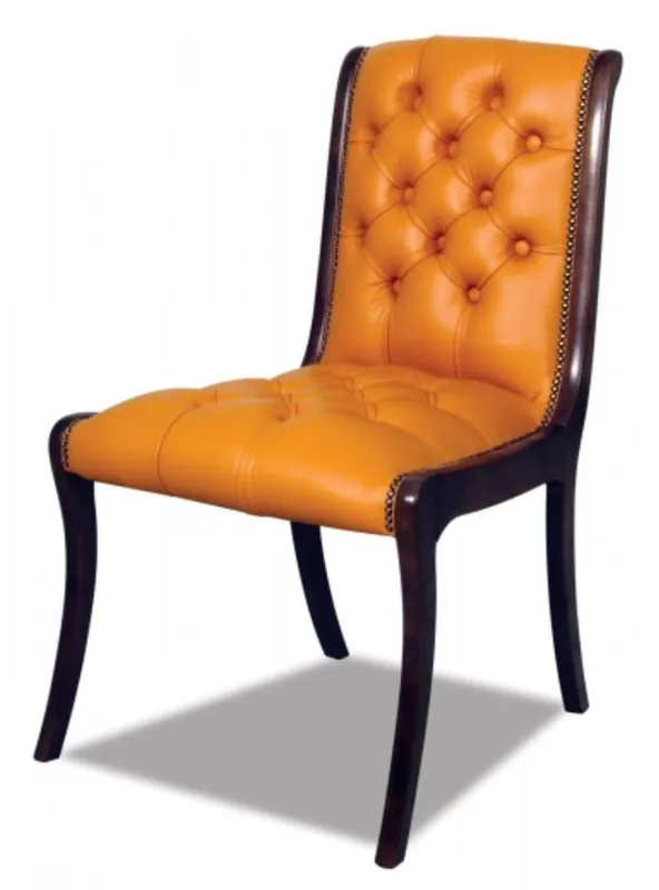 Casa Padrino cuir véritable dinant la chaise orange / brun foncé 50 x 47 x H. 95 cm - meubles de luxe Must-Have