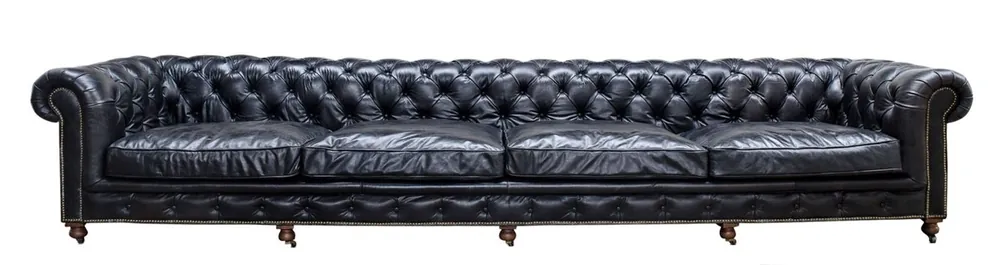 Casa Padrino canapé de luxe 6 places noir 410 x 120 x H. 77 cm - Chesterfield Meubles Sale