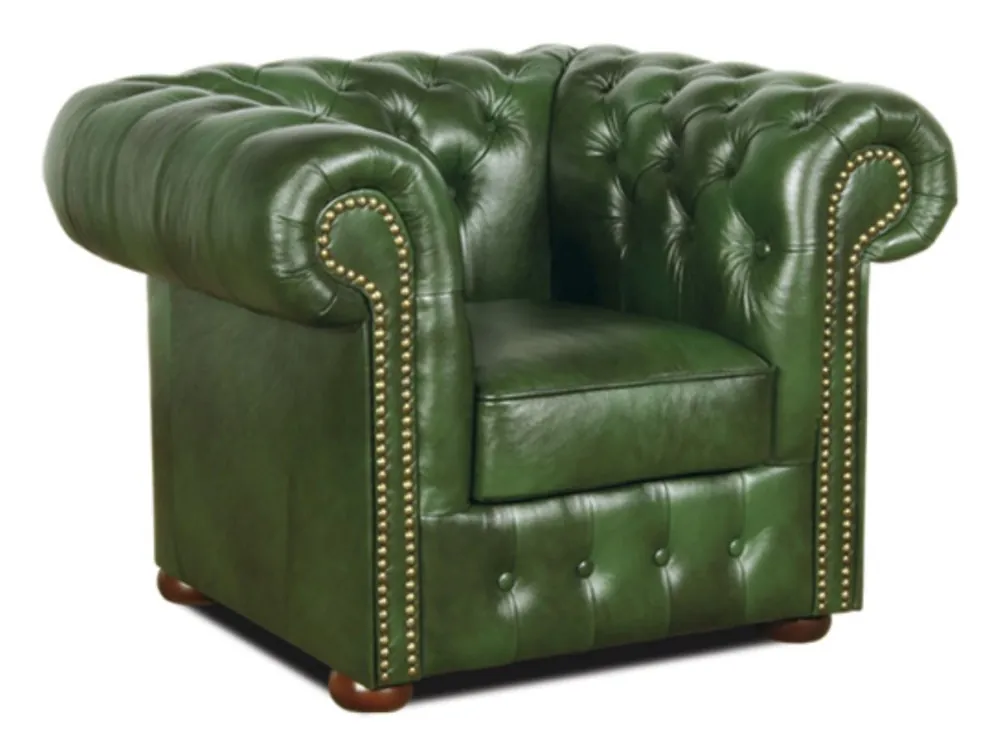Neue Ware Casa Padrino Chesterfield fauteuil en cuir véritable vert 110 x 90 x H. 78 cm - collection luxe