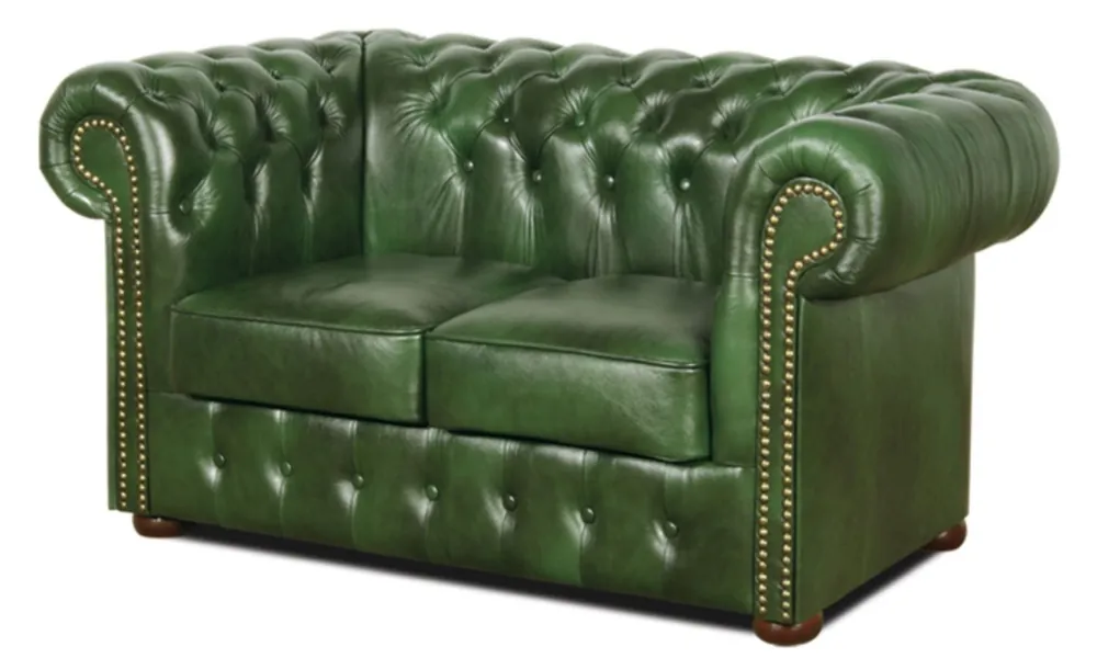Casa Padrino Chesterfield Canapé en Cuir Véritable 2 Places Vert 160 x 90 x H. 78 cm - Collection de Luxe Online Kaufen
