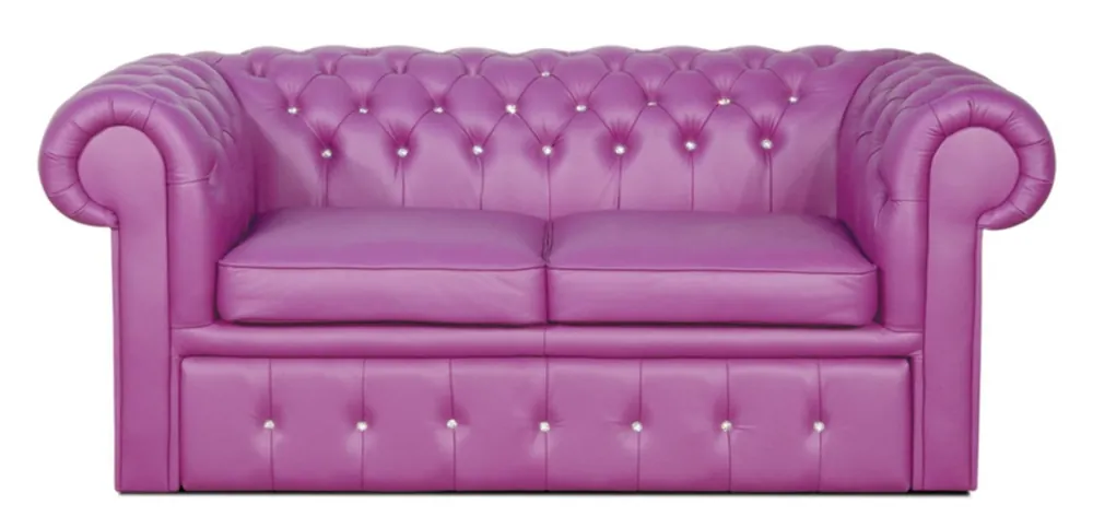 Nur Heute Casa Padrino canapé 2 places en cuir véritable violet avec des pierres scintillantes 180 x 100 x H. 78 cm - Luxueux Canapé-lit Chesterfield