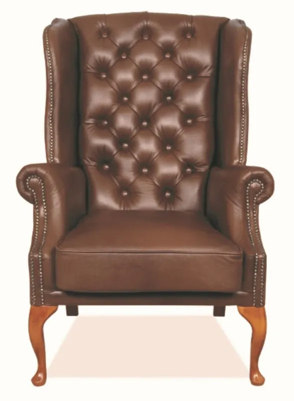 Casa Padrino Chesterfield Fauteuil à Oreilles en Cuir Véritable Brun 80 x 80 x H. 110 cm - Fauteuil de Luxe Heißes Angebot