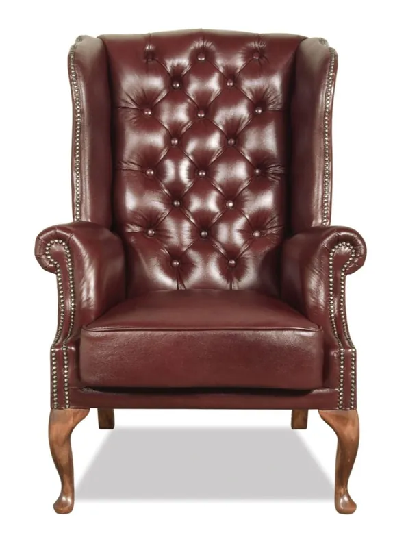 Casa Padrino Chesterfield Fauteuil à Oreilles en Cuir Véritable Rouge Foncé 80 x 80 x H. 110 cm - Fauteuil de Luxe Wochenendangebot