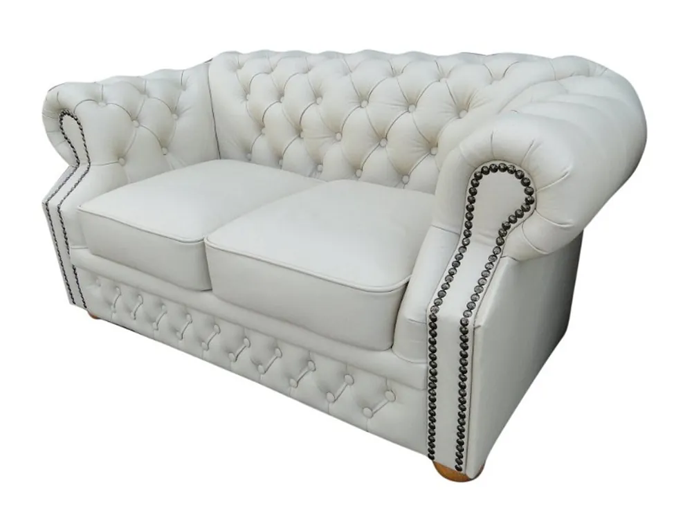 Casa Padrino canapé 2 places en cuir véritable blanc 160 x 90 x H. 78 cm - Meubles Chesterfield Geprüft