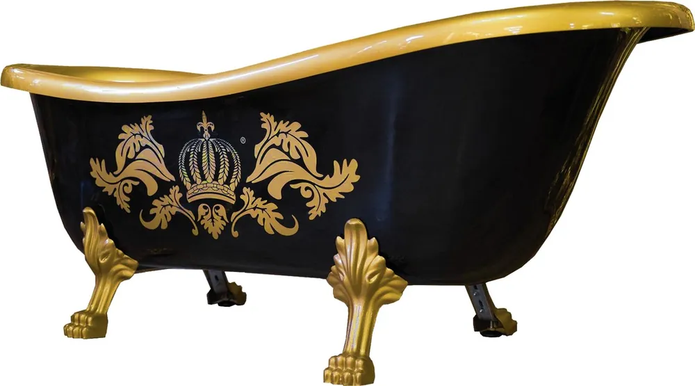 Pompöös by Casa Padrino Deluxe Baignoire de luxe par Harald Glööckler Noir / Or / Noir 1560mm avec des pieds de lion d'or Jetzt Kaufen