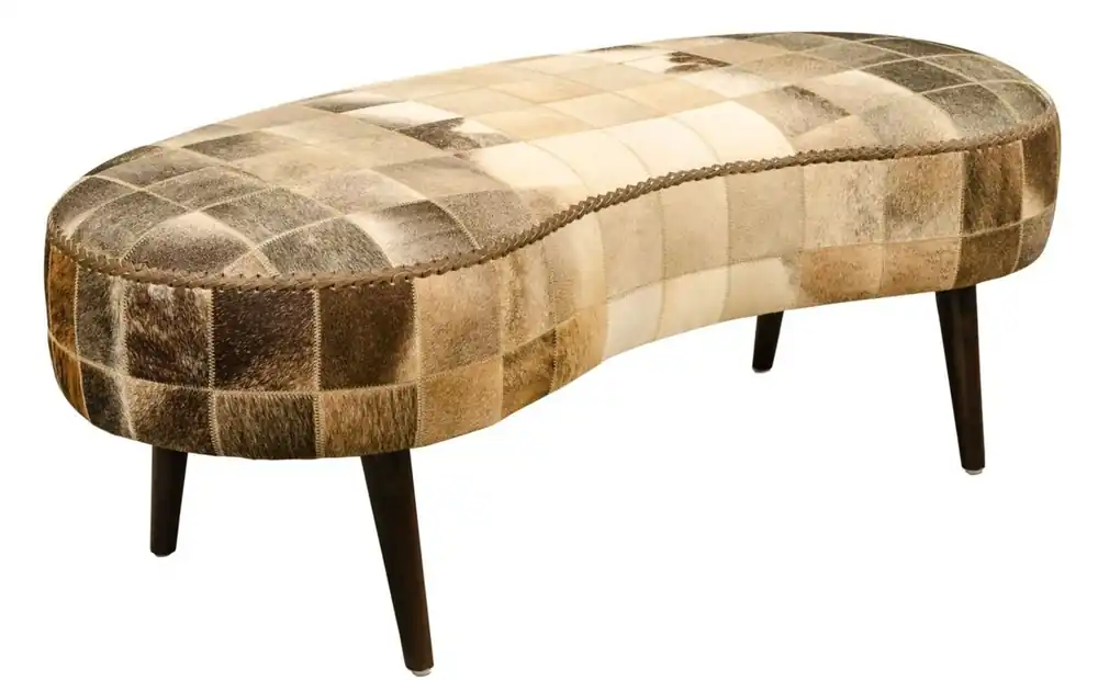 Casa Padrino banc de luxe avec peau de vache 130 x 60 x H. 50 cm - Mobilier Design Preisreduziert