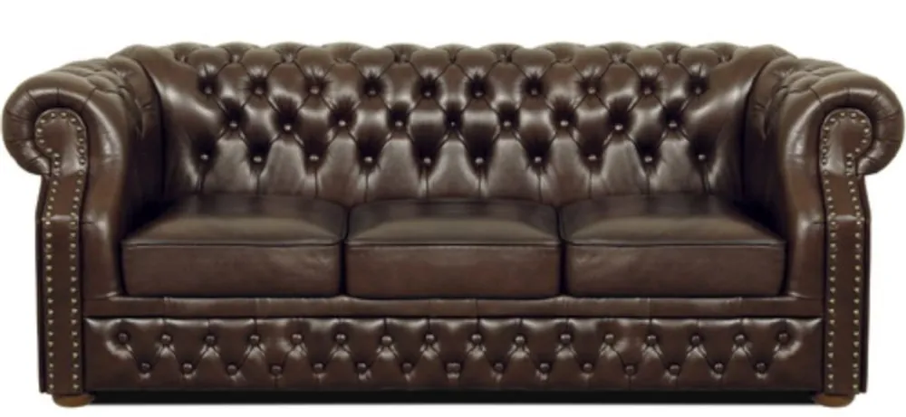 Casa Padrino canapé 3 places en cuir véritable de luxe brun foncé 210 x 90 x H. 80 cm - Chesterfield Sofa Markenware