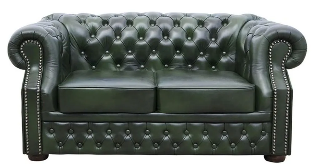 Finale Aktion Casa Padrino canapé 2 places en cuir véritable de luxe vert foncé 180 x 90 x H. 80 cm - Chesterfield Meubles