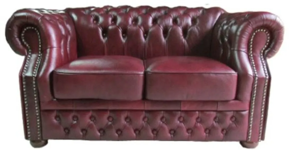 Casa Padrino canapé 2 places en cuir véritable de luxe rouge foncé 180 x 90 x H. 80 cm - Chesterfield Meubles Echt