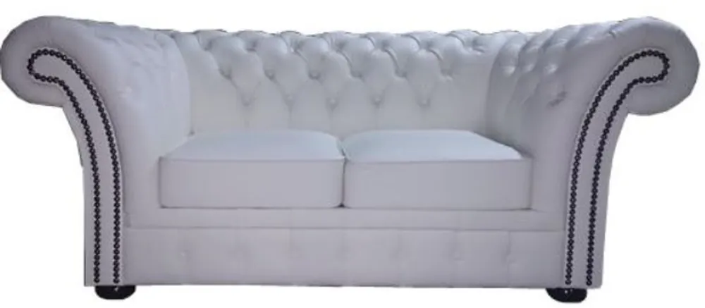 Casa Padrino Chesterfield canapé 2 places en cuir véritable blanc 170 x 90 x H. 80 cm - Collection Luxe Nur Für Kurze Zeit