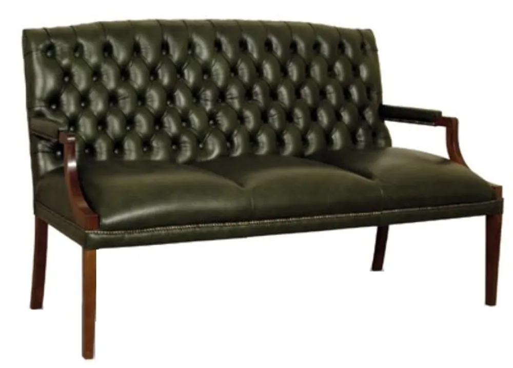 Neu Casa Padrino Chesterfield 3 places banc avec accoudoirs vert foncé / brun foncé 180 x 60 x H. 100 cm - Meubles en Cuir Véritable
